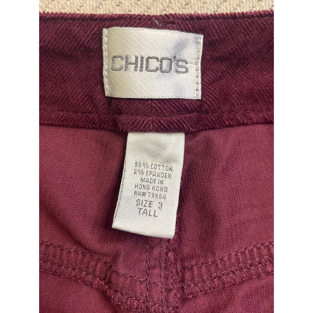 Chico’s Women's Burgundy Corduroy Pants Size 3 / 16 Tall Long - Picture 4 of 13